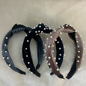 Pearl top knot headbands- set of 3.
